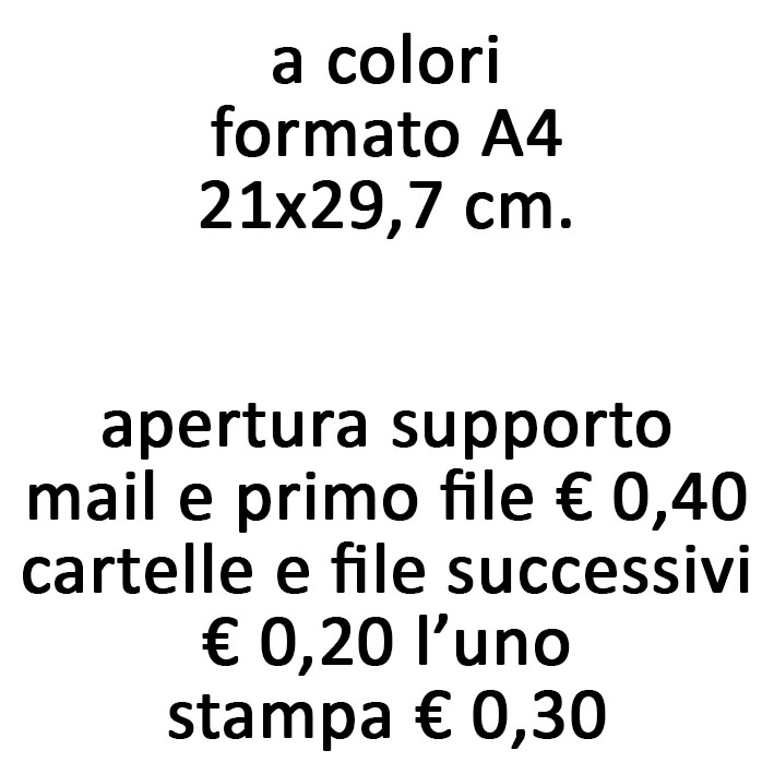 stampe da file a colori formato A4 carta 80 gr.