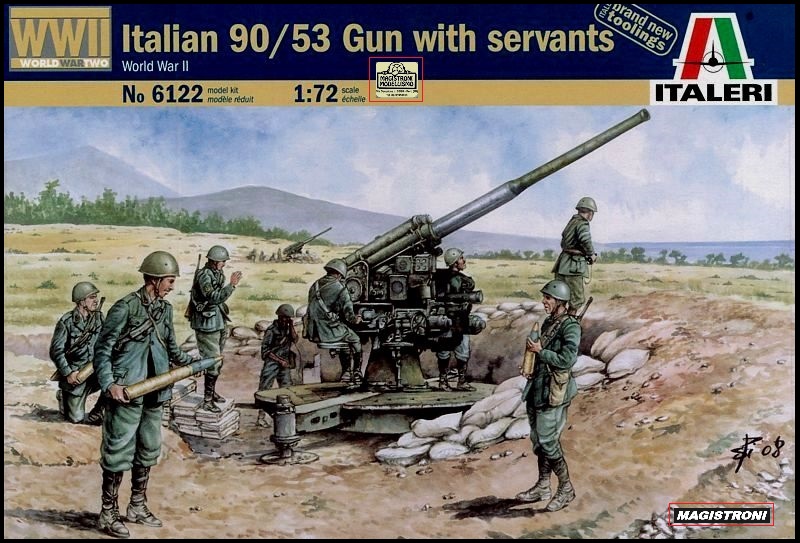 WWII ITALIAN 90/53 GUN with crew