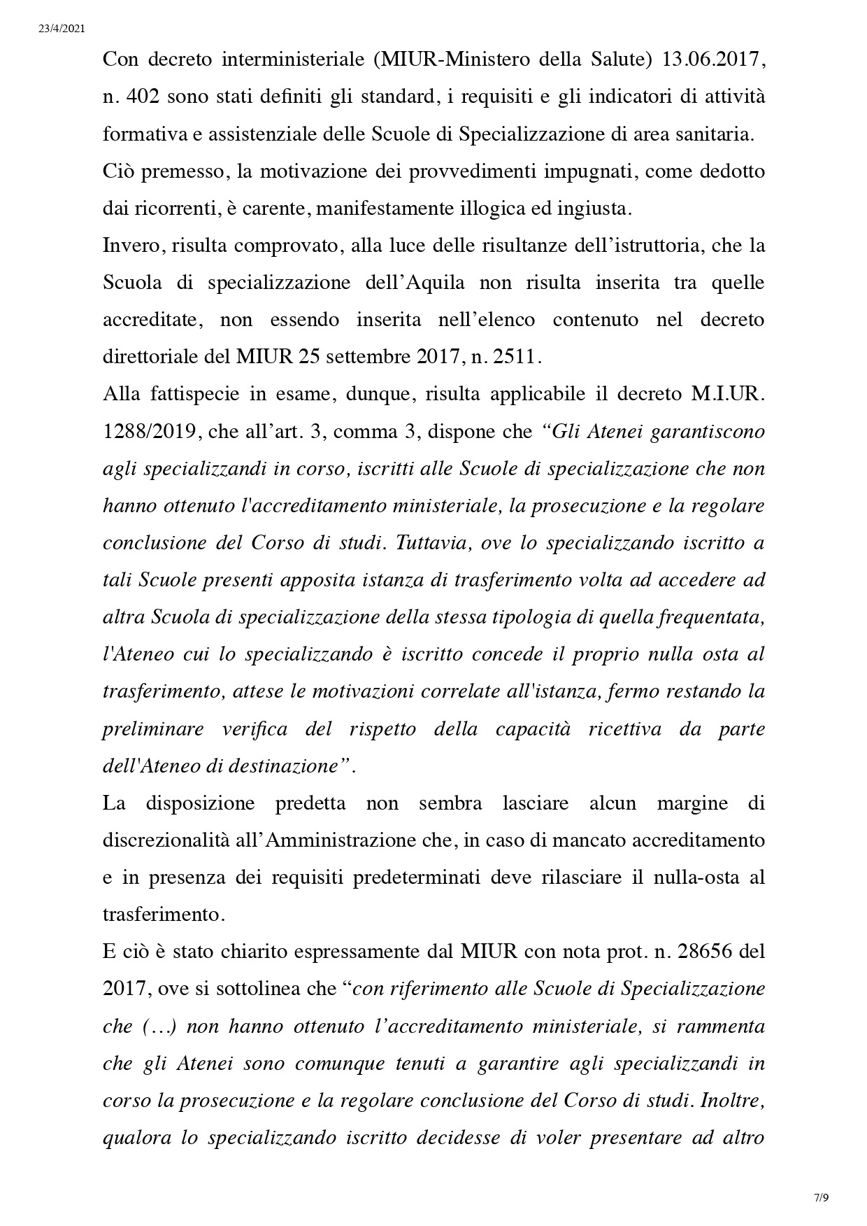 sentenza n 00157-2020 - TAR Abruzzo - nulla osta specializzandi_page-0007jpg