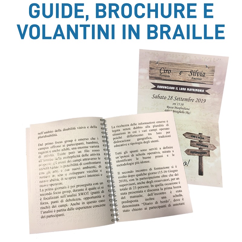 Guide, Brochure, volantini Braille
