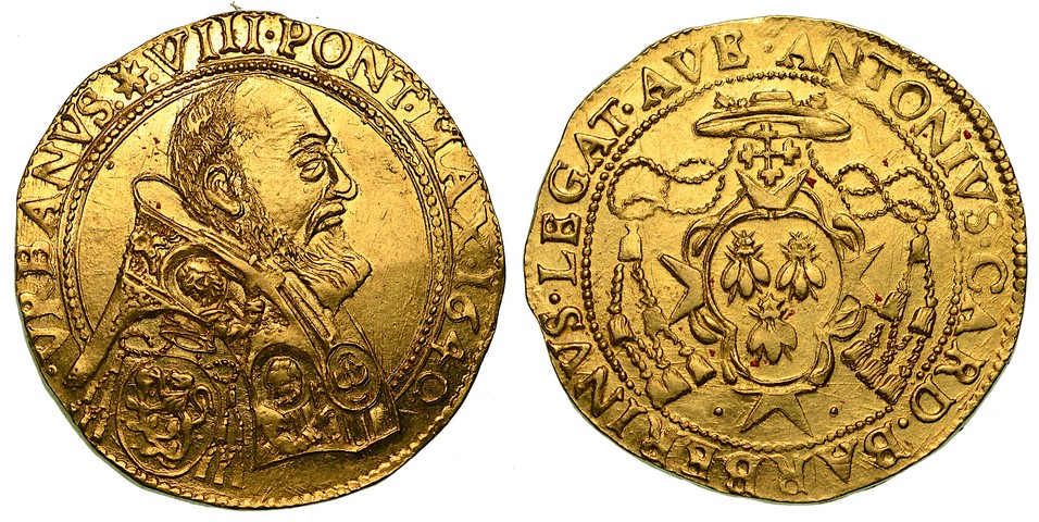 URBANO VIII (Maffeo Barberini) 1623-1644.   Quadrupla 1640. Avignone.   q.FDC  Cons. eccezionale