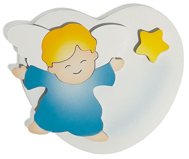 Angelo dei figli del cielo - cuore bianco angelo celeste (11x9x1) cod.70057
