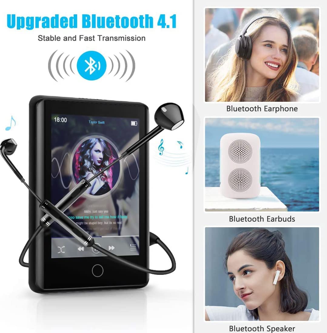 Timoom Lettore MP3 32GB Bluetooth 5.0 Full Touch 2.8" Screen MP4 player