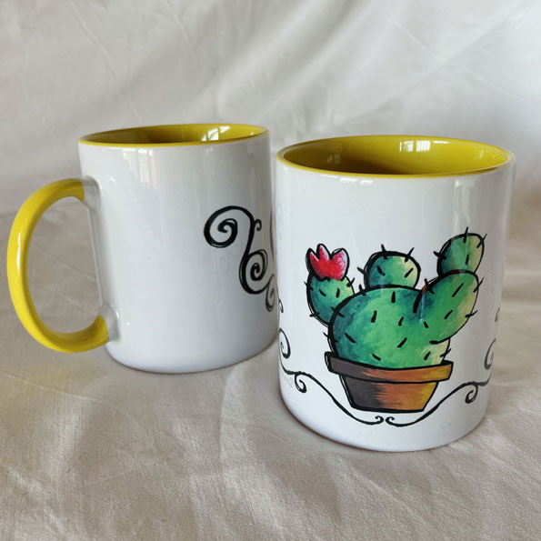 Tazza con cactus, vari colori