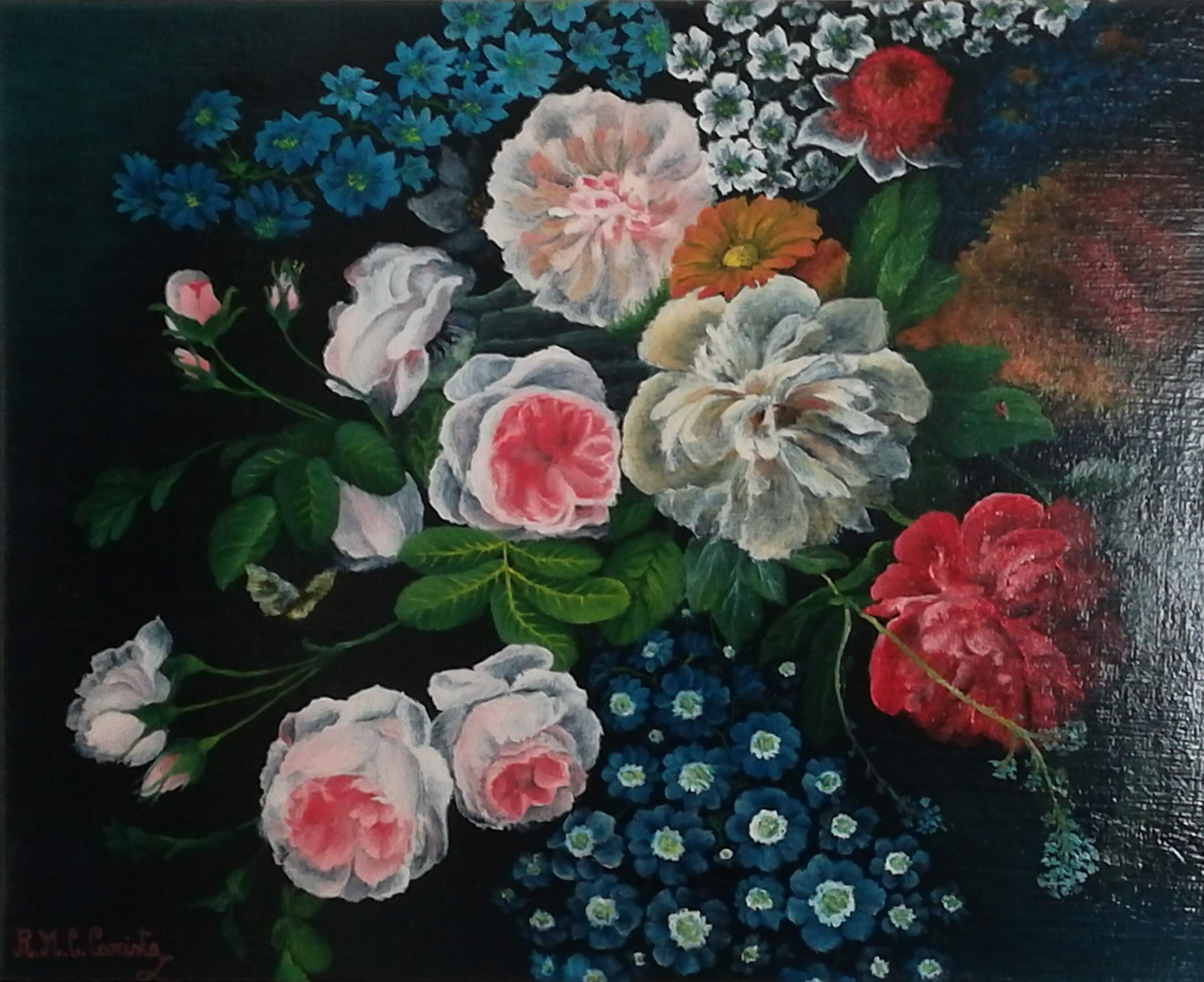 “The transparency of the flowers” - Oil painting on canvas - 40 x 50 cm – Quotation  € 750,00