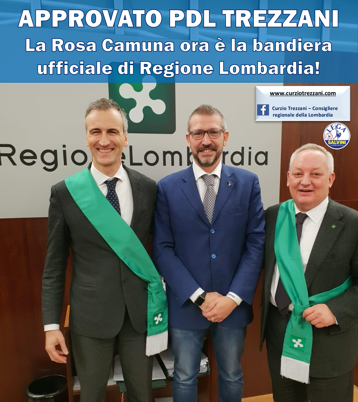 LA ROSA CAMUNA È LA BANDIERA UFFICIALE DELLA REGIONE LOMBARDIA. APPROVATA IN CONSIGLIO REGIONALE LA LEGGE PRESENTATA DA TREZZANI