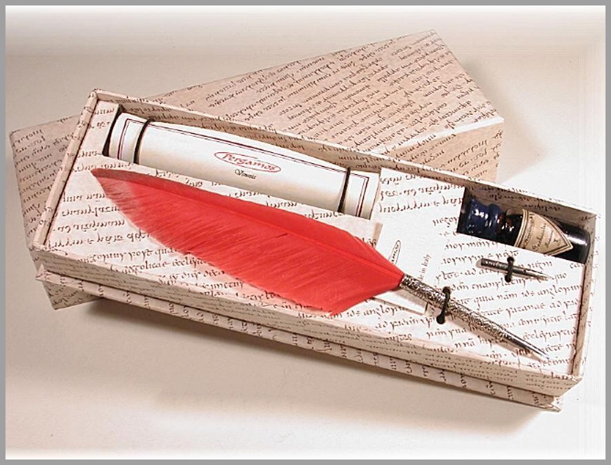 WRITING SET WITH GOOSE FEATHER