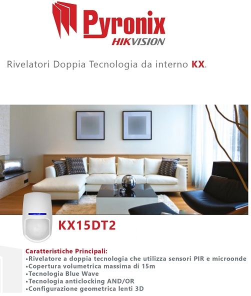 HIKVISION RILEVATORE DOPPIA TECNOLOGIA KX15DT2 PYRONIX