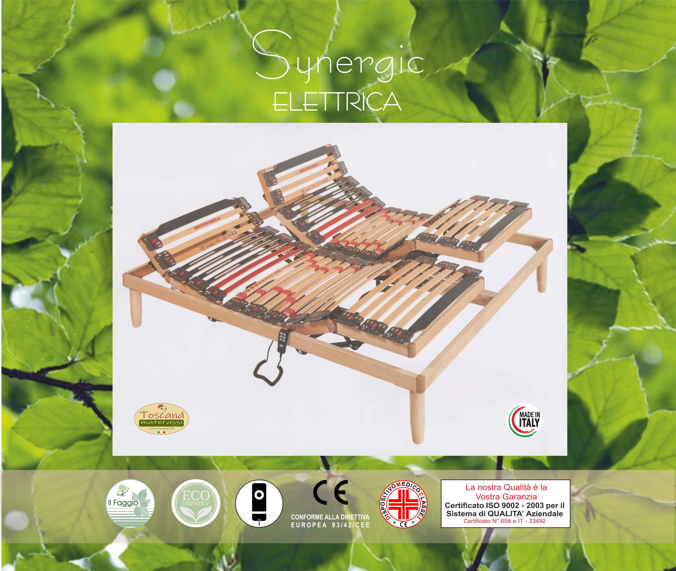 Base letto SYNERGIC ELETTRICA in faggio naturale eco friendly