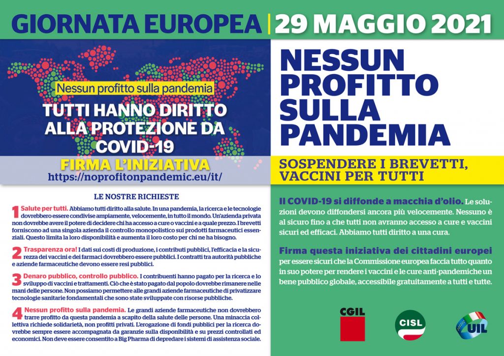 Petizione ''Nessun Profitto Sulla Pandemia''