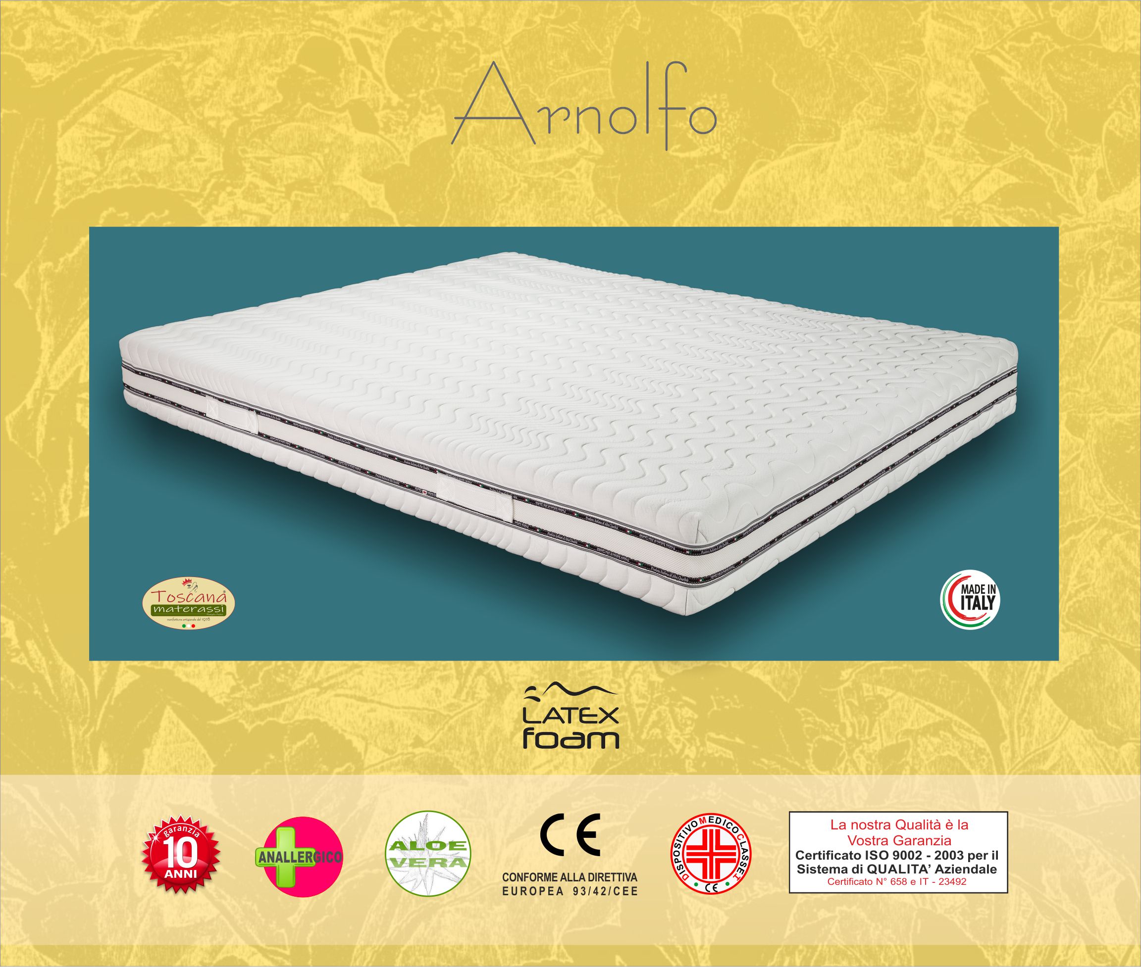 ARNOLFO mattress h. 20 - latex VivoLat Naturally, hypoallergenic, removable and washable