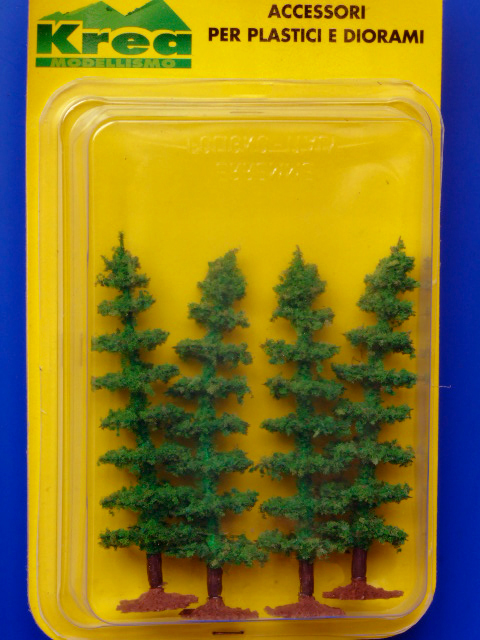 Alberi di conifere per modellismo verde chiaro 4 pz. H. cm. 8 HO 1/87 - Krea