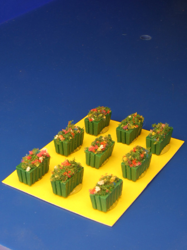 Vasi in legno verde rettangolari per plastici H0/N pezzi 9 - KREA