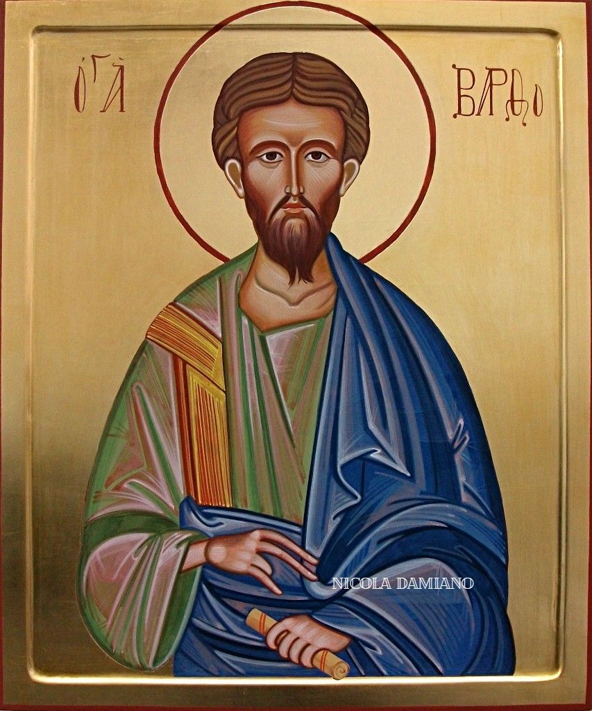 icona bizantina  di San Bartolomeo dipinta a mano dal laboratorio di iconografia di Nicola Damiano