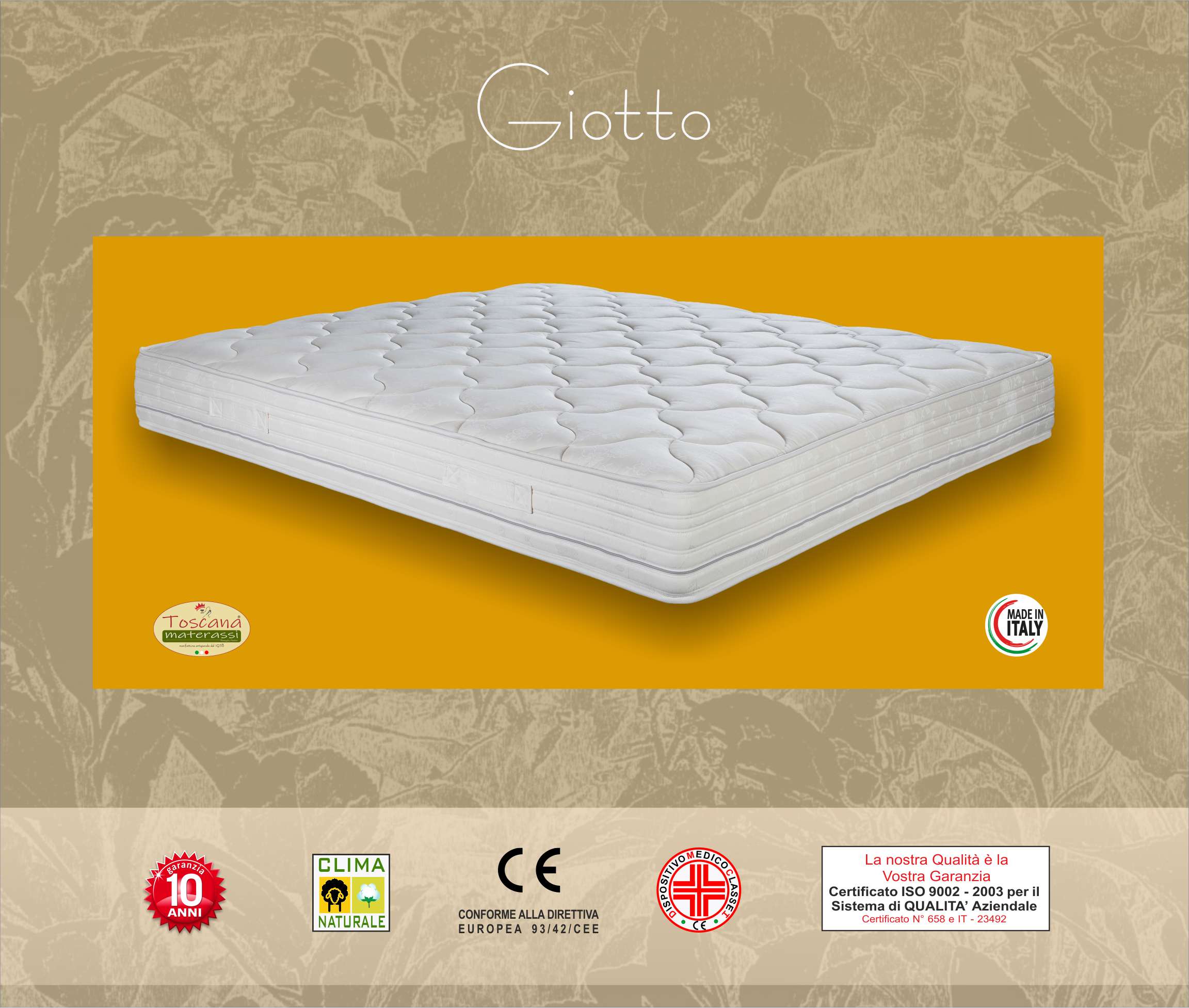 Matelas GIOTTO h. 21 - ressorts indépendants 1600 - laine italiens et coton , amovibles et lavables