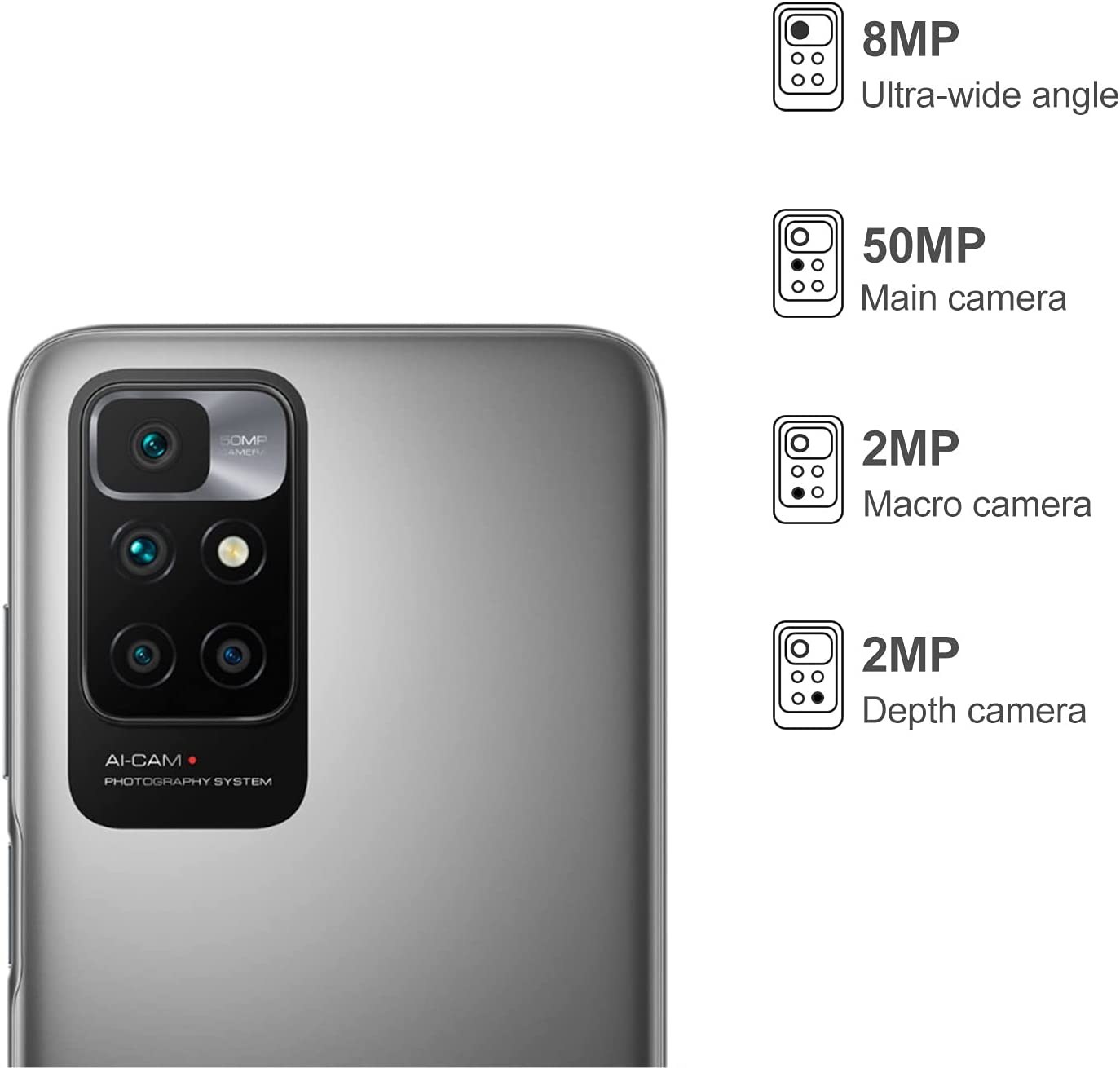 Xiaomi Redmi 10 Smartphone (Grigio (Carbon Gray), 4 + 128GB)
