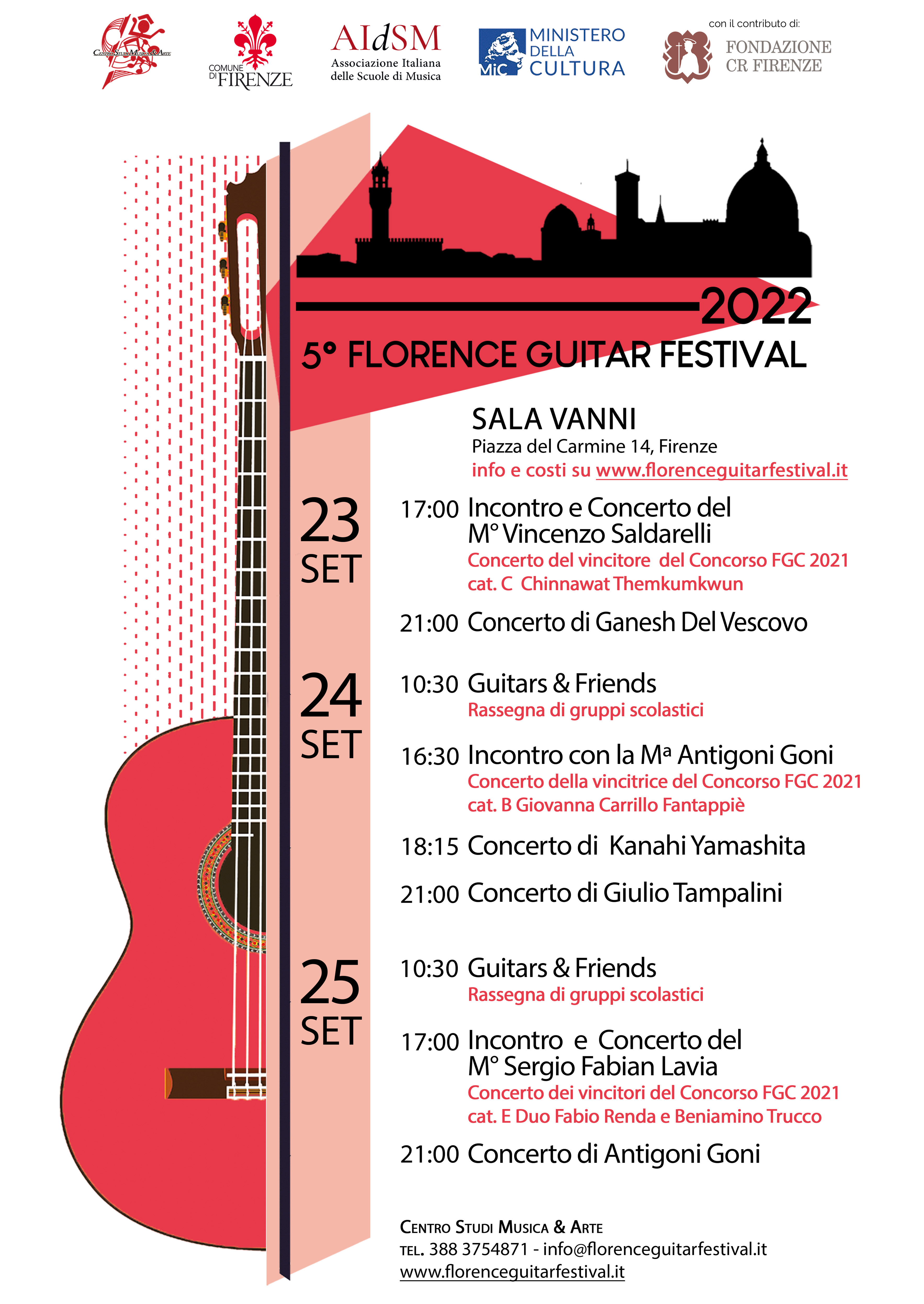 Dal 23 al 25 settembre si terrà il 5° Florence Guitar Festival