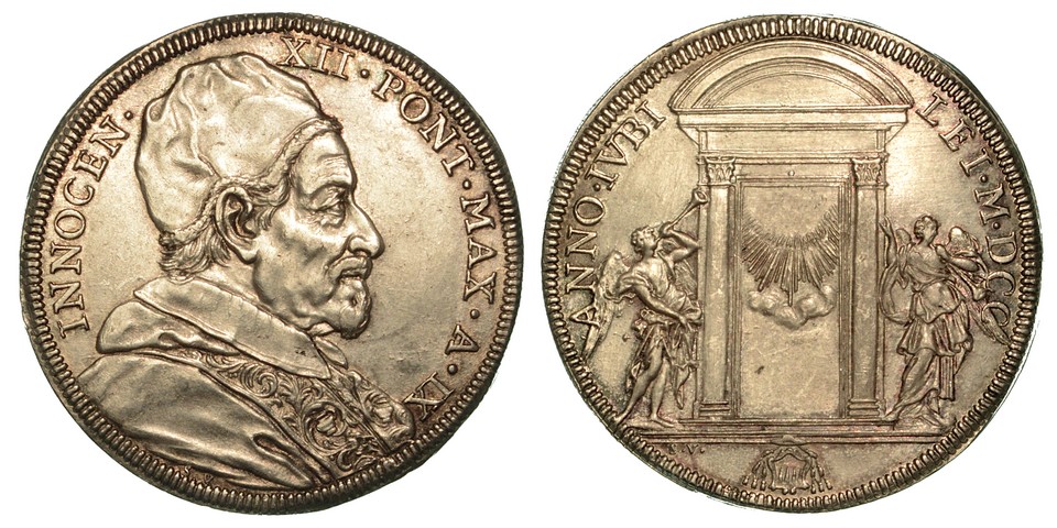 INNOCENZO XII (Antonio Pignatelli) 1691-1700. Piastra 1700 A. IX Jub.  q.SPL