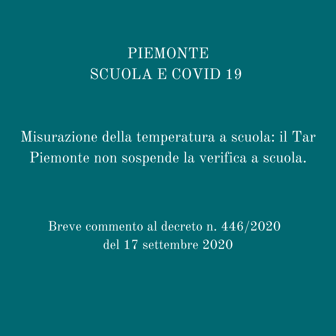 Decreto Tar Piemonte 446/2020 scuola covid