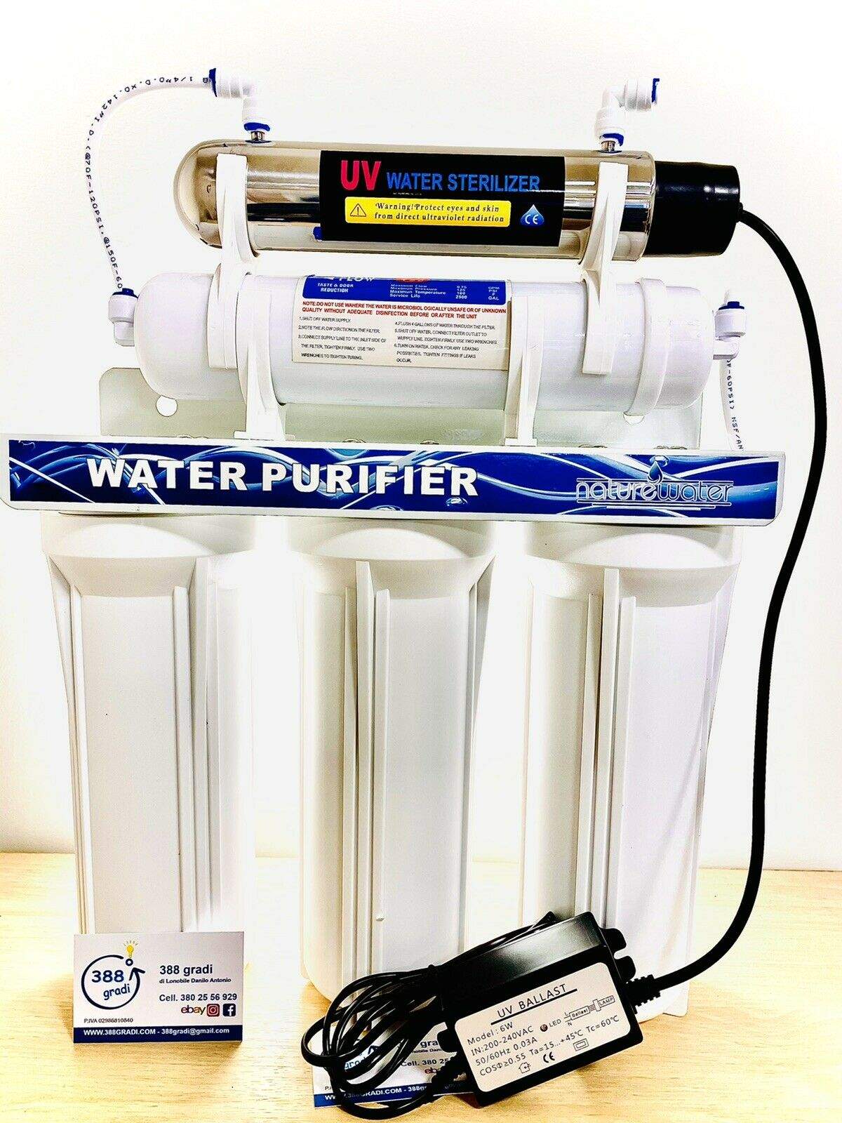 Depuratore acqua potabile 5 STADI purificatore con lampada 6 watt con  rubinetto