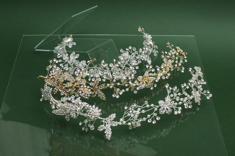 Handmade perle e cristallo fascia da sposa, accessori capelli