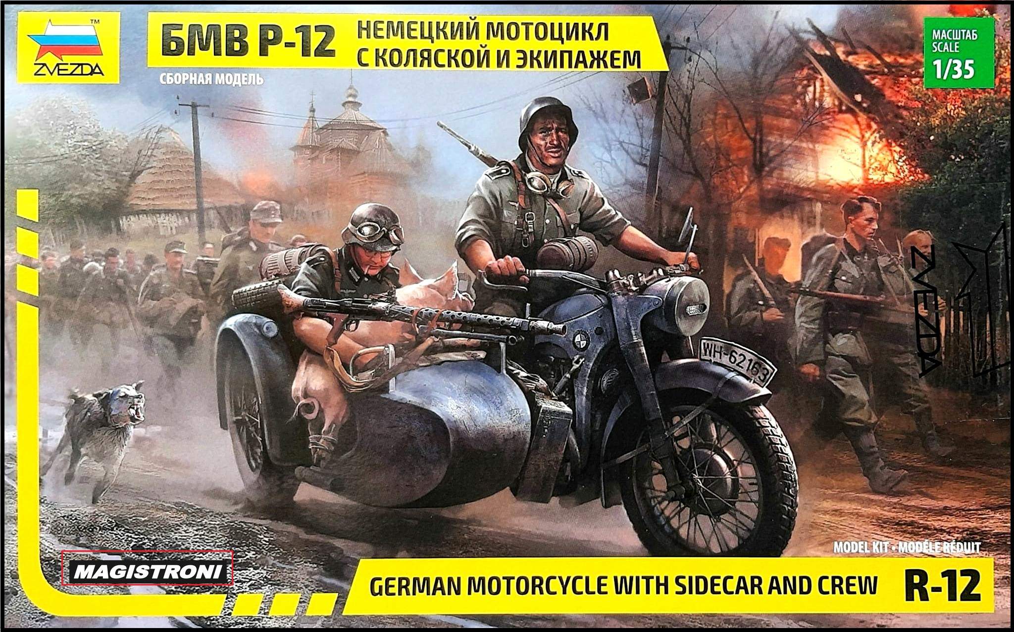 GERMAN MOTORCYCLE R-12 With Sidecar and Crew