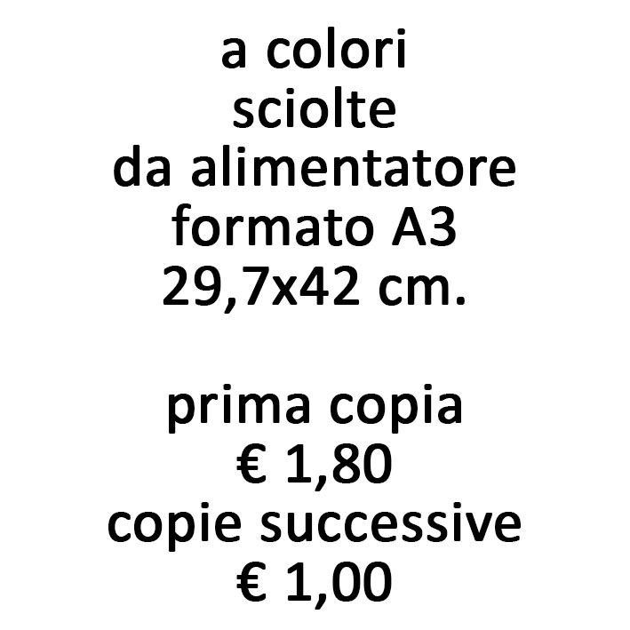 fotocopie a colori sciolte da alimentatore formato A3 160 gr.