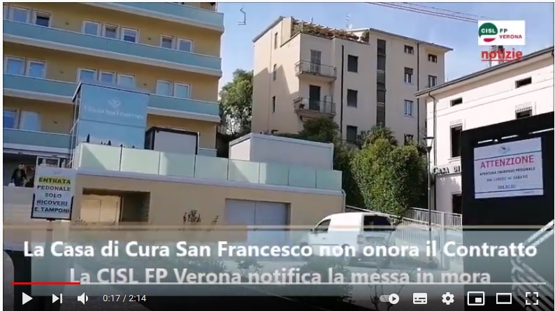 Sanità privata. Casa di Cura San Francesco Verona non rispetta il contratto. Azione Cisl FP