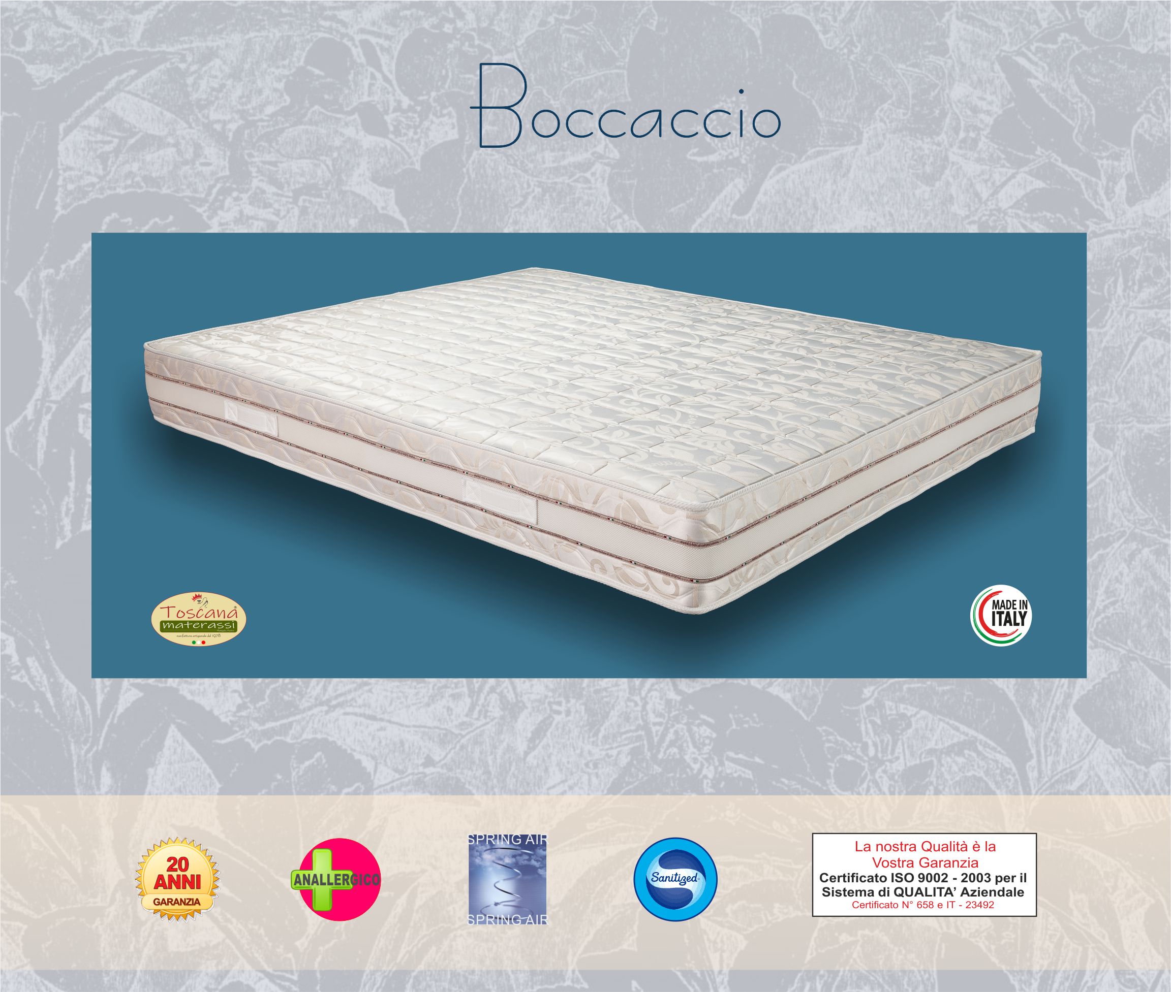 Materasso BOCCACCIO h. 21 - molle bonnel comfort 400 con sistema anallergico