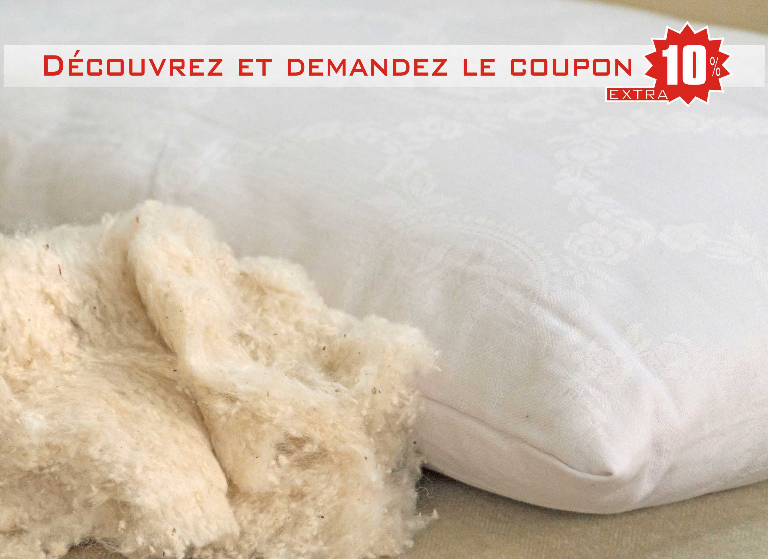 oreillers avec agrafe en coton et rembourrage en tissu de coton