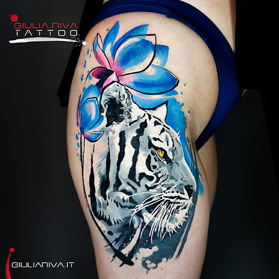 tigre ritratto tatuaggio realistico tattoo watercoor tiger tigre