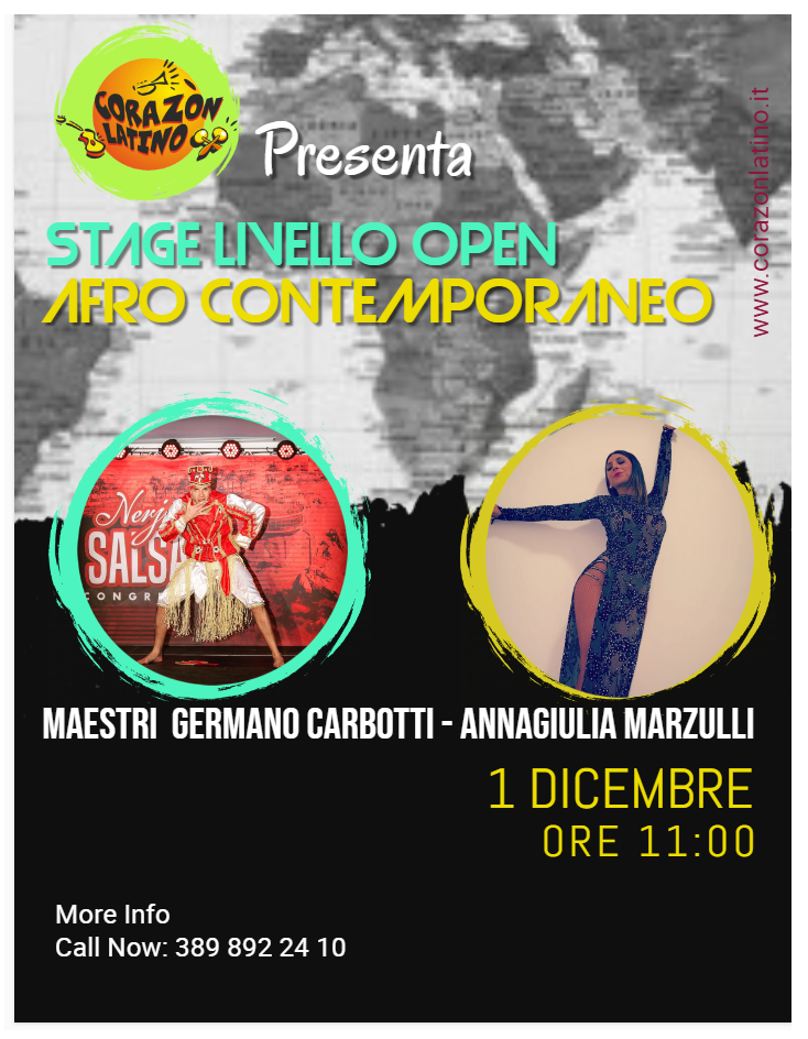 Stage Afro Contemporaneo di livello open con i Maestri Germano Carbotti e Annagiulia Marzulli