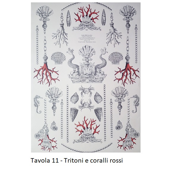 Carte da Decoupage "Print Room" - Tavola 11 - Tritoni e coralli rossi.