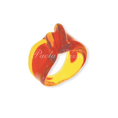 Anello elica ambra chiaro/rosso - Light amber/red Elica ring