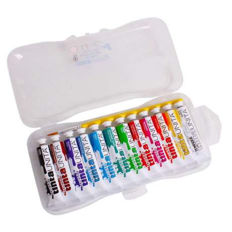 TINTAUNITA TEMPERE 12ML CON PENNELLO 12 COLORI ASSORTITI