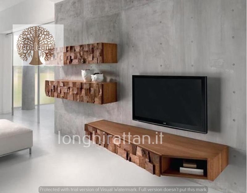 mobili in legno con mosaico massello tridimensionale grezzo stile moderno. serie svizzera