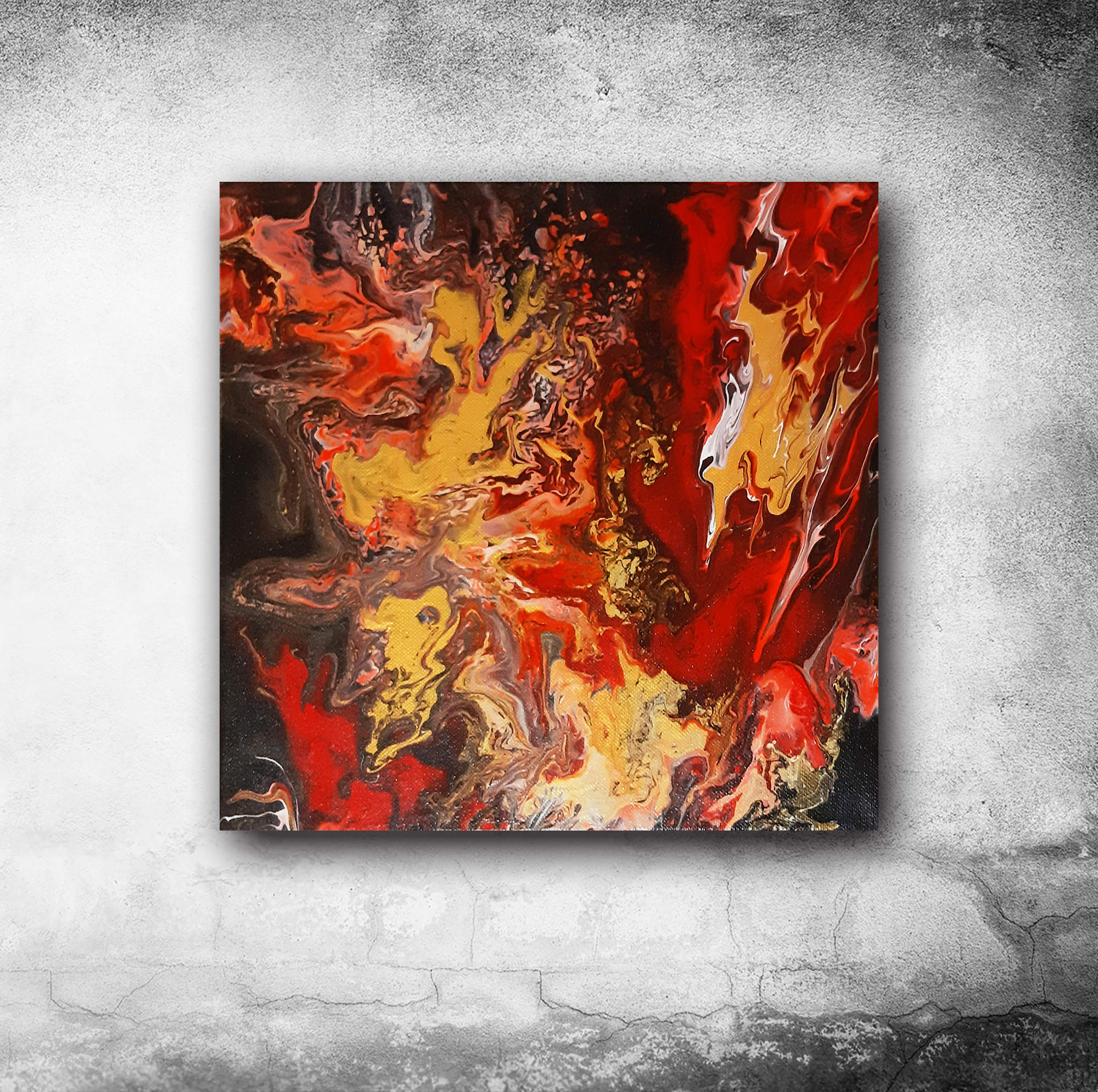 Night fire - acrylic on canvas - cm. 30x30
