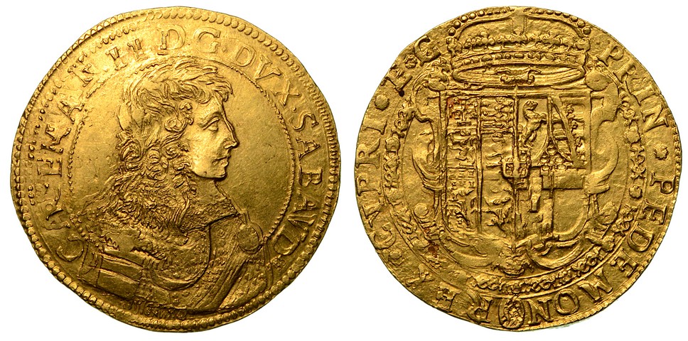 CARLO EMANUELE II (1648-1675). L'Adriano del Piemonte.  Da 10 scudi d'oro 1660 (III tipo).  q.SPL