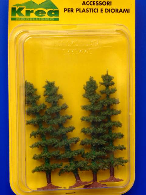 Alberi di conifere per modellismo verde medio 4 pz. H. cm. 8 HO 1/87 - Krea