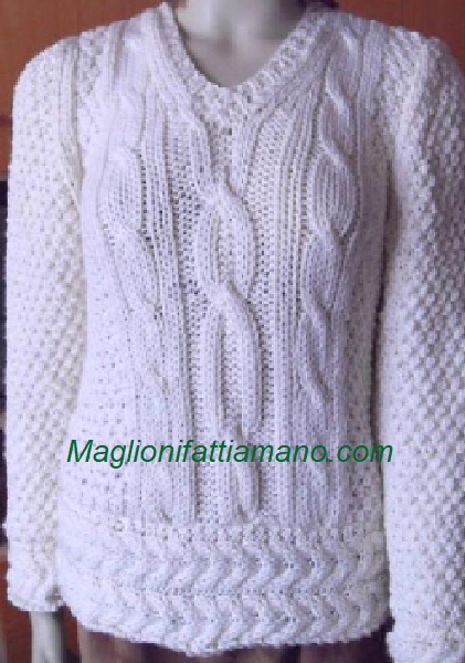 MAGLIONE BIANCO VARI PUNTI LAVORATI