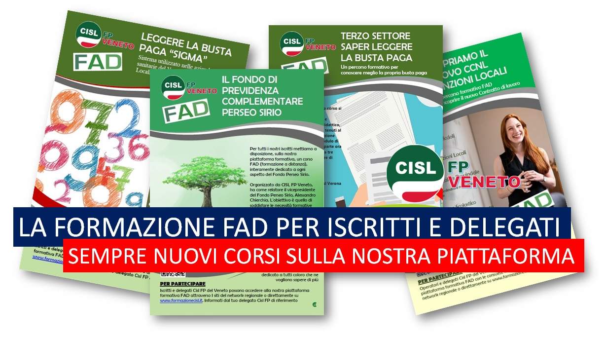 Cisl FP Belluno Treviso. Piattaforma formativa a distanza (FAD): più corsi per iscritti e delegati