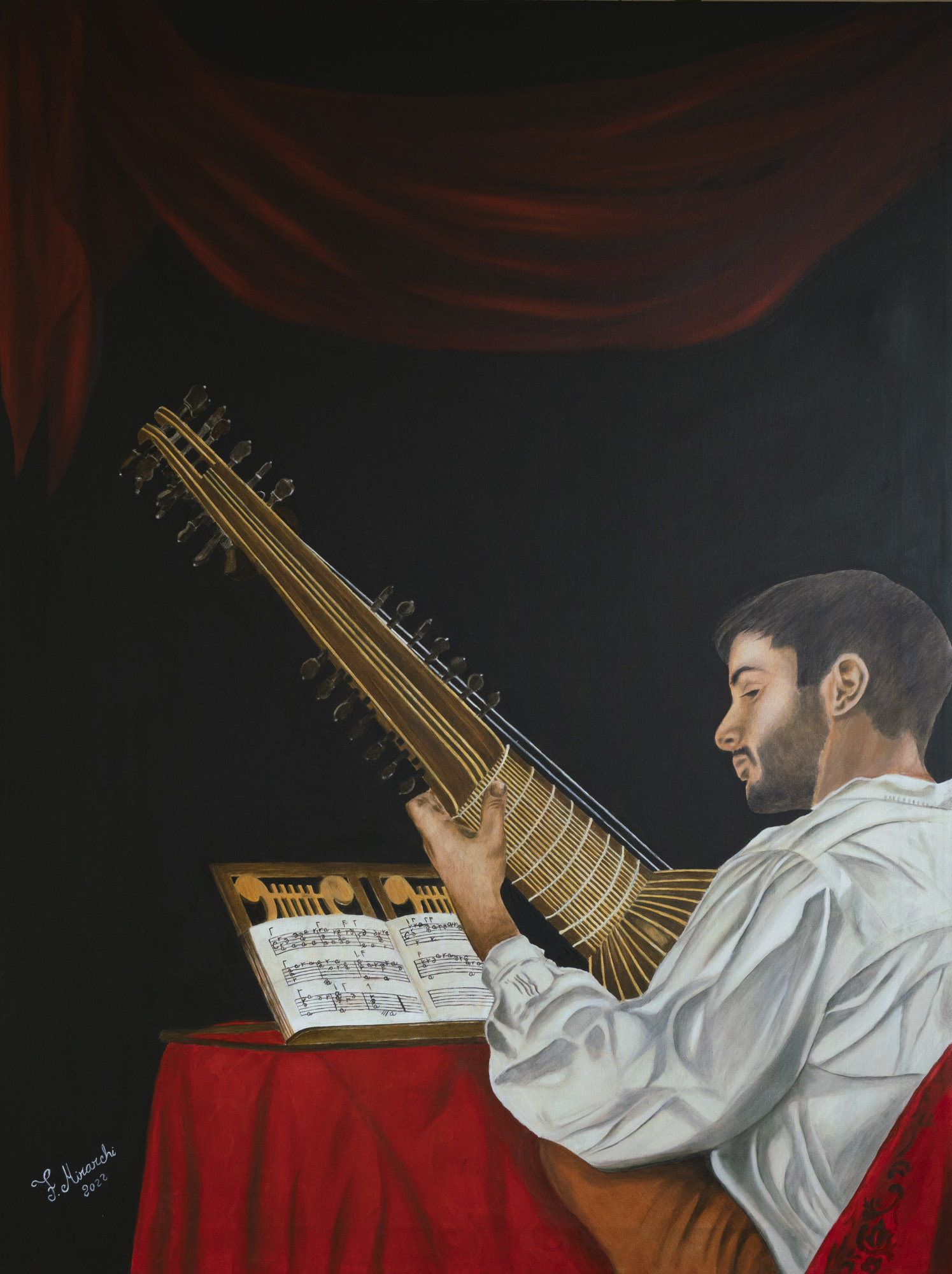 "Il suonatore di liuto" - oil on canvas - cm 90x120 - Quotation: € 2.900.00
