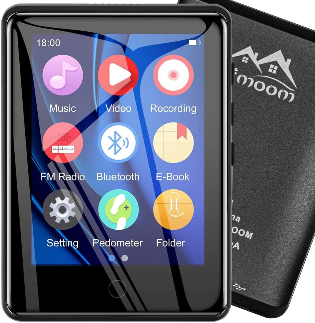 Timoom Lettore MP3 32GB Bluetooth 5.0 Full Touch 2.8" Screen MP4 player per Sport Lossless HiFi Musicale Con Radio FM Contapassi Altoparlante Registrazion Supporto Fino a 128GB emporiomp3