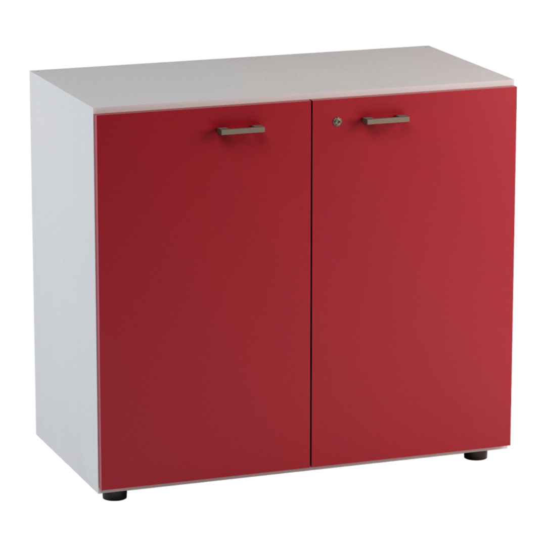 LIBRERIA BASSA ANTE LEGNO ROSSO CON SERRATURA 90X46,30X81,50