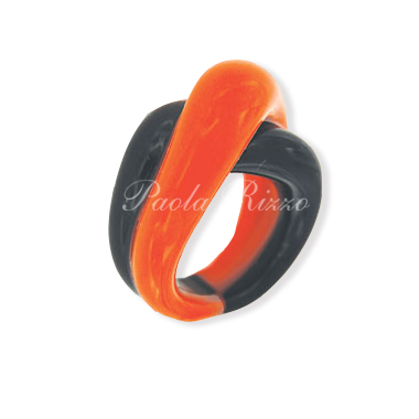 Anello nodo nero/arancione - Black/orange Nodo ring