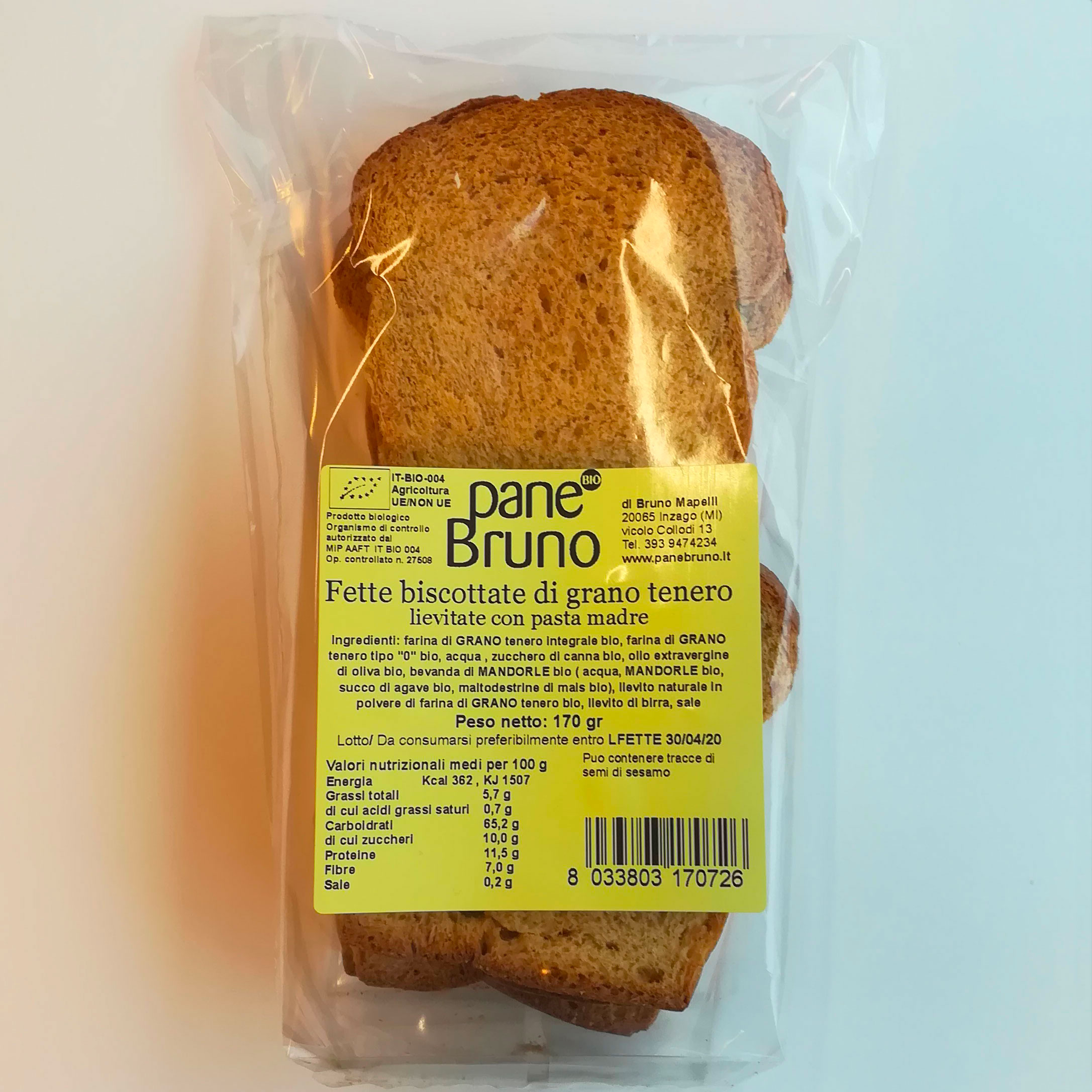 Fette biscottate biologiche di grano tenero - lievitate con pasta madre - 170 g