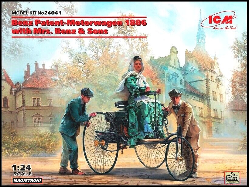 BENZ PATENT-MOTORWAGEN 1886 with Mrs.Benz &Sons