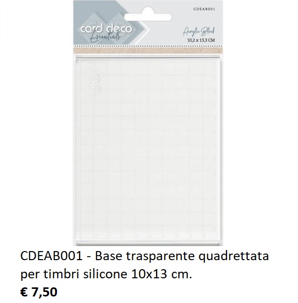 Accessori per scrapbooking - CDEAB001 base trasparente quadrettata per timbri in silicone 10x13 cm