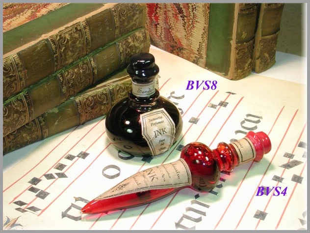 Blown glass ink bottles and sealing wax