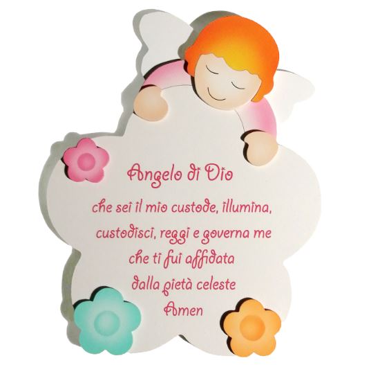 ANGELO DI DIO - Angelo rosa - Fiore bianco (20 x 25) cod.70025